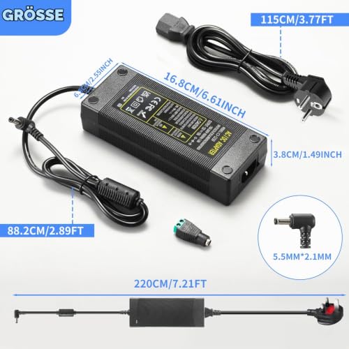 12V 10A Power Supply Adapter, AC 100-240V to DC 12V 10A 120W Voltage Converter Power Adapter Converter LED Transformer Power Supply 5.5 mm x 2.5/2.1 mm Plug for LED Strip CCTV Camera