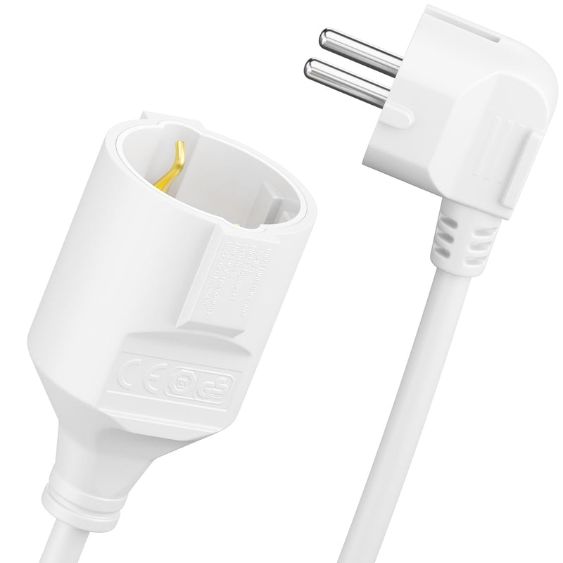 deleyCON 7.5 m Power Cable Extension Cable Protective Contact 16 A 3680 W White | Power cable extension for home, office, workshop and multimedia