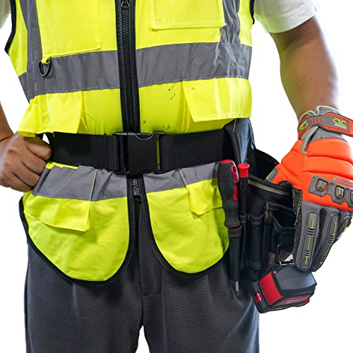MELOTOUGH Padded Tool Belt with D ring,adjustable waist 33'-47 'thick confortable foam padding (XL) + Tool Web Work Belt 2" inch Wide belt Black Simple Style for Woodworkers and Contractors