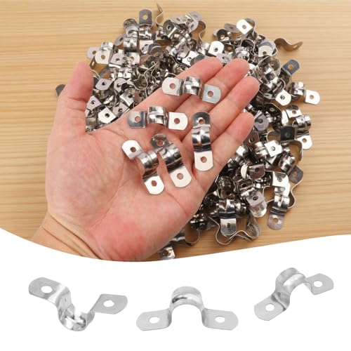 500 PCS 1/2 Inch Stainless Steel Rigid Pipe Strap, M12 Conduit Clamps, U Bracket Mounting Clamps with Two Hole, U Tube Pipe Clamp for Chemical Industry, Commercial 500 PCS 1/2 Inch