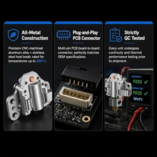 Hotend Module Heating Replacement Kit for AD5X 3D Printer, with Thermistor Temperature Sensor Heater Cartridge Fixing Clip & Screws, Stable Heating Easy Assembly Accessories