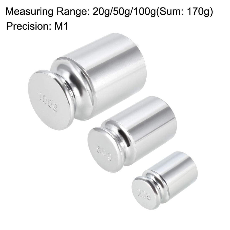 sourcing map gram calibration weight set for digital scales 20g 50g 100g M1 precision chrome steel