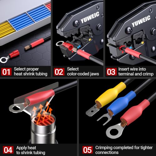 Crimping Tool For Heat Shrink Connectors Kit AWG 22-10/600pcs Connectors