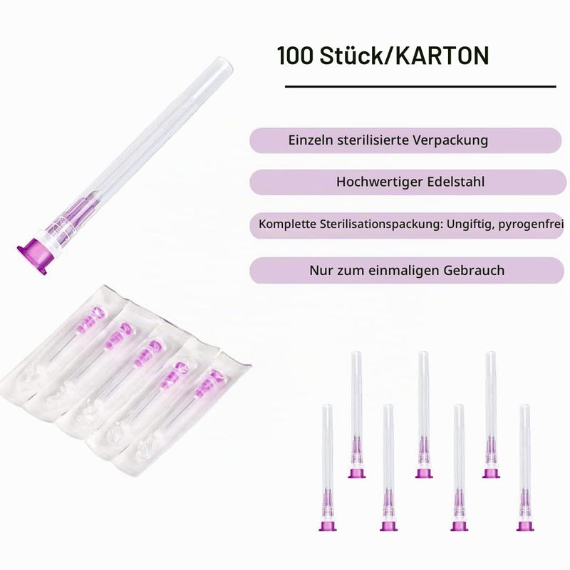 Pack of 100 24G x 1 inch (0.55 mm x 25 mm) stainless steel dispensing tube for refill liquids, individually packed, refill tubes for industry, science laboratories, household, hobby, liquid oil, adhesive 24 GX 1 (25 Mm)