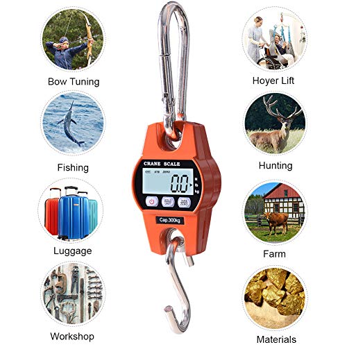 Fuzion Hanging Scale 660LB/300KG, Crane Scale with Snap-Fit Lifting Ring Orange