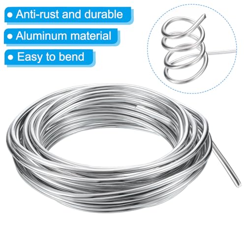 PATIKIL 6mm Bonsai Training Wire, 1 Roll Floral Wire Stems Anodized Aluminum Tree Wire 32.8 Feet Total for Gardening Branch Fixing, Silver 6mm x 10 m