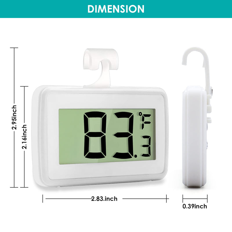 6 Pack Digital Refrigerator Thermometer, Waterproof Freezer Room Thermometer,High Precision Fridge Alarm Thermometer with Hook for Kitchen Home,°C/°F Convertible 6 Pack
