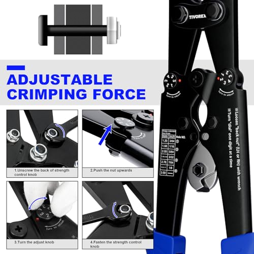 Wire Rope Crimping Tool Kit, Built-in Cutter Swaging Tool 1/8" 1/8" Crimper Kit