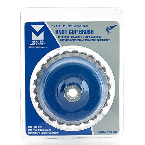 Mercer Industries 189080 - 5" x 5/8"-11 Knot Cup Brush, .020 Carbon Steel Wire