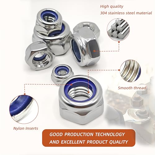 M6 x 1mm Metric Lock Nuts (30pcs) + 60pcs Metric Lock Nuts Assortment Set + 70pcs SAE Lock Nuts Assortment Set