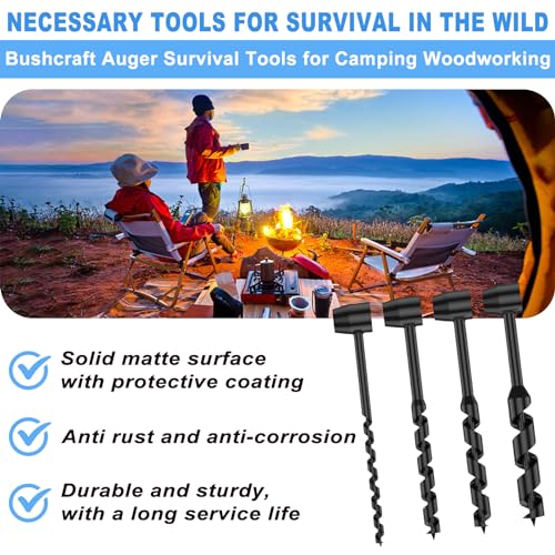 4Pcs Heavy Duty Steel Scotch Eye Wood Auger Bushcraft Drill Auger Kit 4 PCS