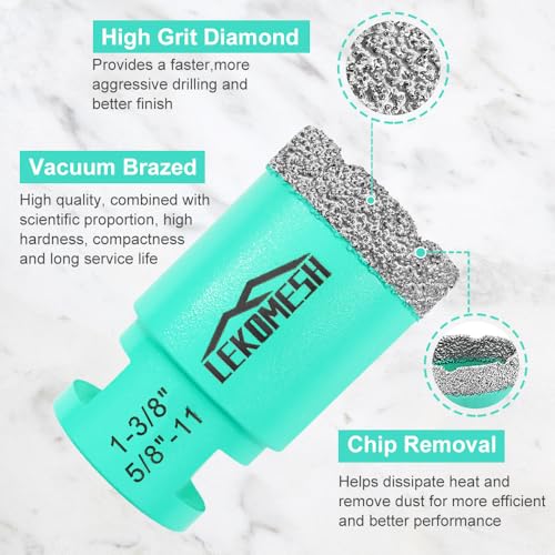 Diamond Core Drill Bits - 25/35mm and Diamond Chamfer Bits 50mm Finger Milling Bits 20mm with 5/8"-11 Thread Tile Hole Saw Cutter Dry Drilling Milling Grinding for Porcelain Ceramic Tile set3