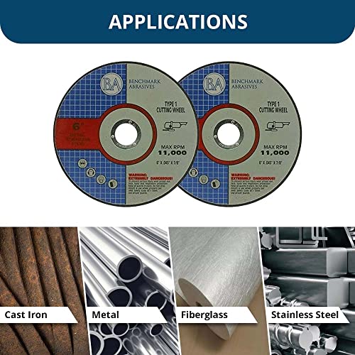 Benchmark Abrasives 5 Inch Aluminum Oxide Self Sharpening Grinder Cut Off Wheels for Meta and Steel, .045" Thick 7/8" Arbor, Angle Grinder Cutting Disc, Type 1 Thin Grinding Cutting Wheel - 25 Pack