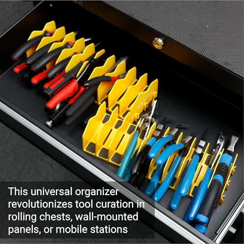 Cenfoge Plier Organizer, Plier Rack, Plier Holder and Cutter Organizer with Non-Slip Rubber Base, PlierOrganizer for Tool Box Drawer, 40 Slots, Tool Storage, Plier Rack (4 PC-Yellow) 4 PC-Yellow