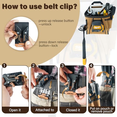 MELOTOUGH Electrican Tool Pouch Belt Clip Nail Work Pouch Tool Belt Pouches Utility Tool Organizer Pouch,Drill Belt Clip,Drill Holder for Tool Belt,Drill Holster,Measuring Tape Holder
