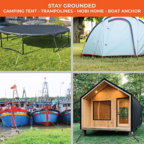 20” Ground Anchors (4pcs) Easy to Use with Drill, 3" Helix Diameter, Heavy Duty Anchor Hook for Camping Tent, Canopies, Car Ports, Sheds, Swing Sets, Securing Animals – Black Powder Coated 1