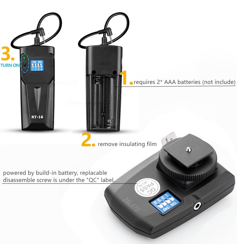 GODOX RT-16 Wireless Flash Trigger Set for Monolight Studio Strobe Flash, Basic Universal 433MHz 16 Channels 1 Transmitter 1 Receiver, Compatible with Canon Nikon Sony Fujifilm Olympus Pentax Camera RT-16 kit