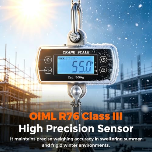 Bonvoisin Crane Scale 2200lb, OIML Class III CE Certified Hanging Scale 1000 kg/2200 lb, Touch Key