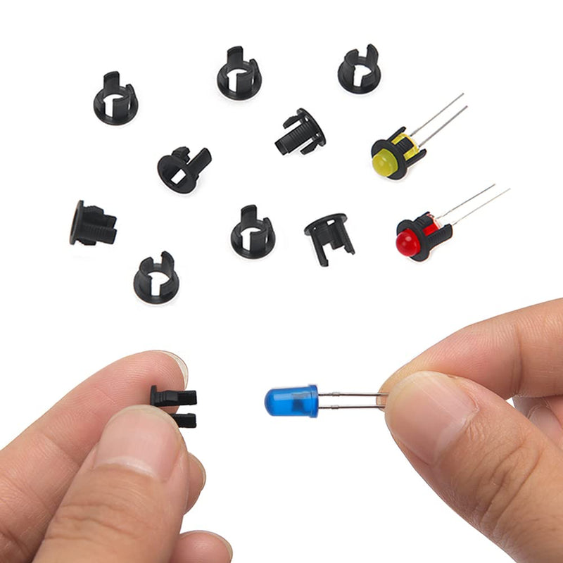 Lyeteung 150 pieces 5 mm plastic LED diode holder, LED lamp holder, clip bezel attachment diode holder, LED socket, LED installation clip, black 5 mm plastic - B