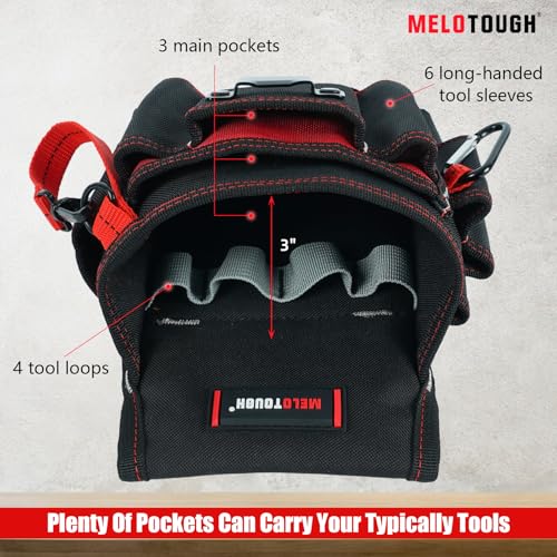 MELOTOUGH Electrician Tool Pouch Lightweight Belt Organizer with Tape Holder & Speed Square Slot, Mini Kneeling Pads with Badge Reel for Work, 1" Thick Soft NBR Foam Kneeling Pad for Work