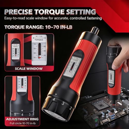 Torque Screwdriver 10-70 in-lb, 45-Piece 1/4" Drive Set with 24 S2 Steel Bits, 20 CR-V Magnetic SAE and Metric Nut Drivers, Storage Case, Inch Pound Torque Wrench for Automotive, Bike and DIY Repair 45-piece｜24 S2 Bits + 20 Nut Drivers