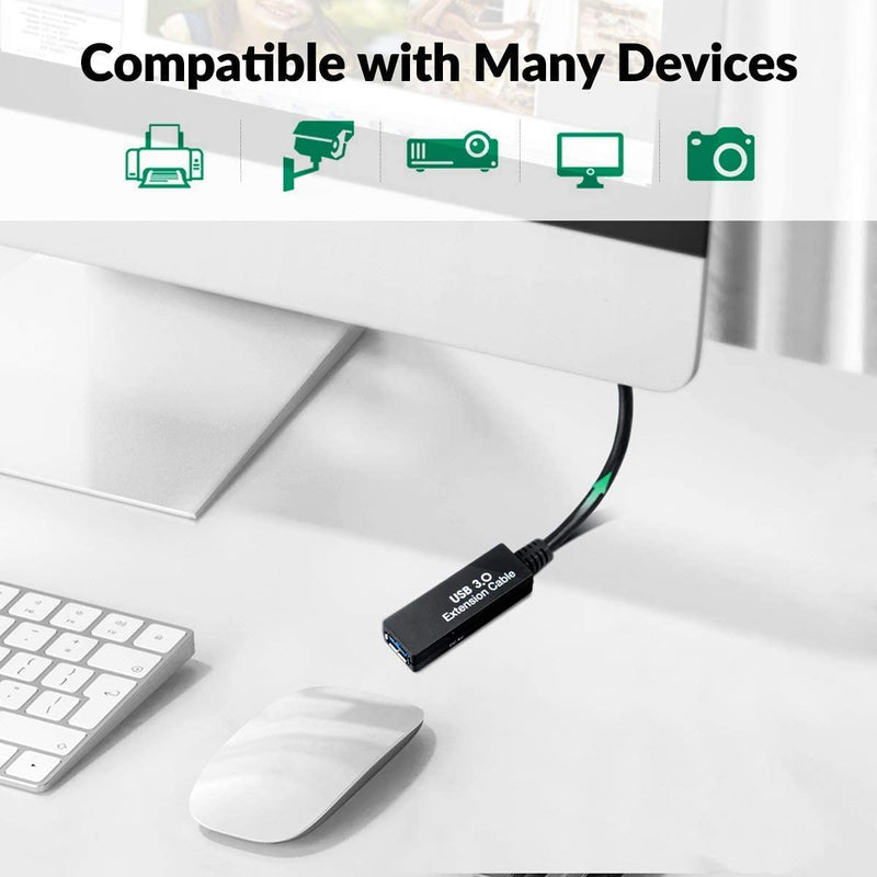 33FT USB 3.0 Active Extension Cable,USB Extension Cord A-Male to A-Female,Compatible with Oculus Quest 3 VR,Headset,Hard Drive,Printer,Webcam,Scanner,PS4 More 33FT