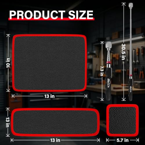 Magnetic Tool Mat with 25Lb Telescoping Magnetic Pickup Pen 3‑Piece Set