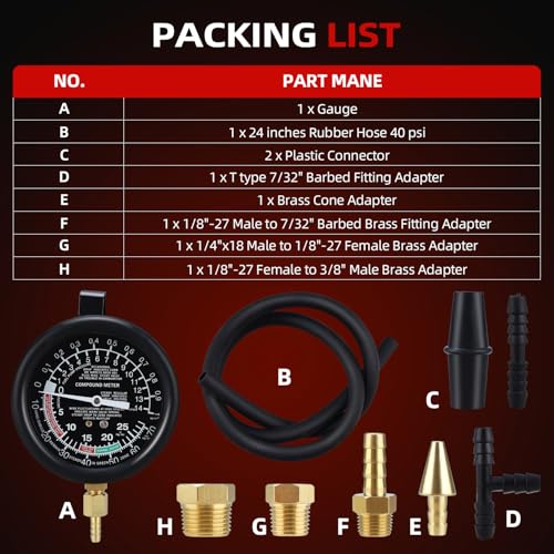 8MILELAKE Fuel Pump and Vacuum Tester Gauge Leak Carburetor Pressure Diagnostics