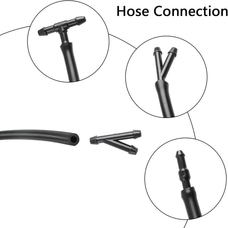 Windshield Washer Nozzles Hose Kit Compatible with Grand Cherokee Include 2 pcs Sprayer Nozzle&Gasket,4M Fluid Hose,12 pcs Hose Connectors,10 pcs Hood Retainers,1 Tool (90 degree washer nozzles) 90 degree washer nozzles