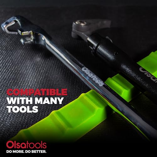 Olsa Tools Silicone Magnetic Tool Holders - 2pc Set - Strong Magnetic Tool Organizer for Shop or Garage - Non Scratch Silicone Tool Tray - Holds Heavy Tools Securely - Professional Grade - Part: 1901 Green