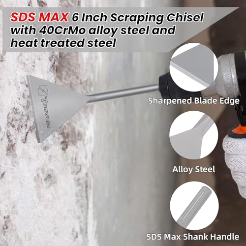 TOOVEM 6 Inch Wide SDS Max Chisel for SDS Max Shank Rotary Hammer Drills 6 x 15 in
