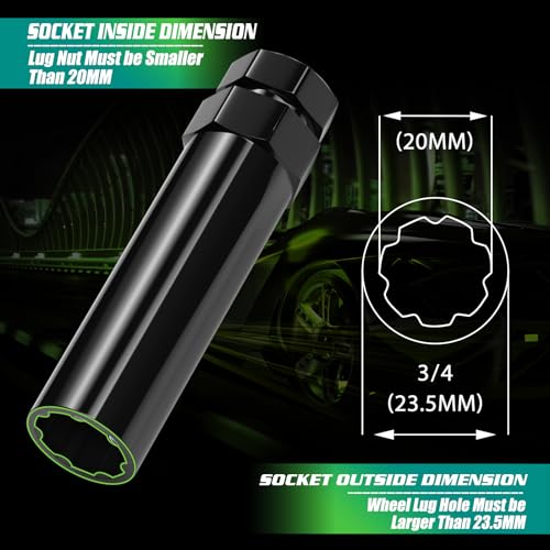 AUTOPTIM M14x1.5 Spline Lug Nuts & 2PCS 7 Spline Lug Nuts Socket Key