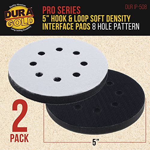 Dura-Gold 400 Grit 5" Sandpaper Discs, 8 Hole Pattern & Soft Density Interface Pads