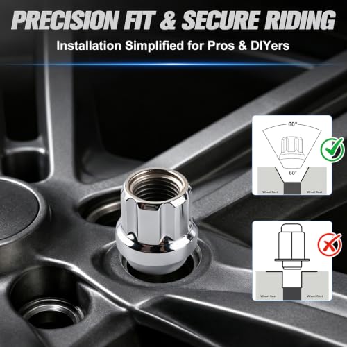 M14x1.5 Anti-Theft Spline Wheel Lug Nuts, 24 Pack Chrome