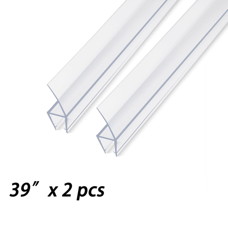 78" Shower Door Side Seal Strip for 1/4 inch Frameless Glass Shower Door Clear Polycarbonate(39" X2) 39"X2 Pieces 1/4" Door