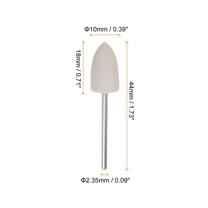 QUARKZMAN Pack of 20 Wool Felt Mounted Mandrel Points 10 mm Head 1/10 Inch Shank Conical Polishing Drill Burrs Felt Polishing Buffing Disc for Rotary Tool 10mm x 18mm