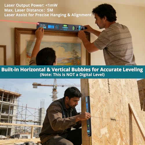 Digital Angle Finder 225° with Laser Guide, Backlit LCD & Bubble Levels