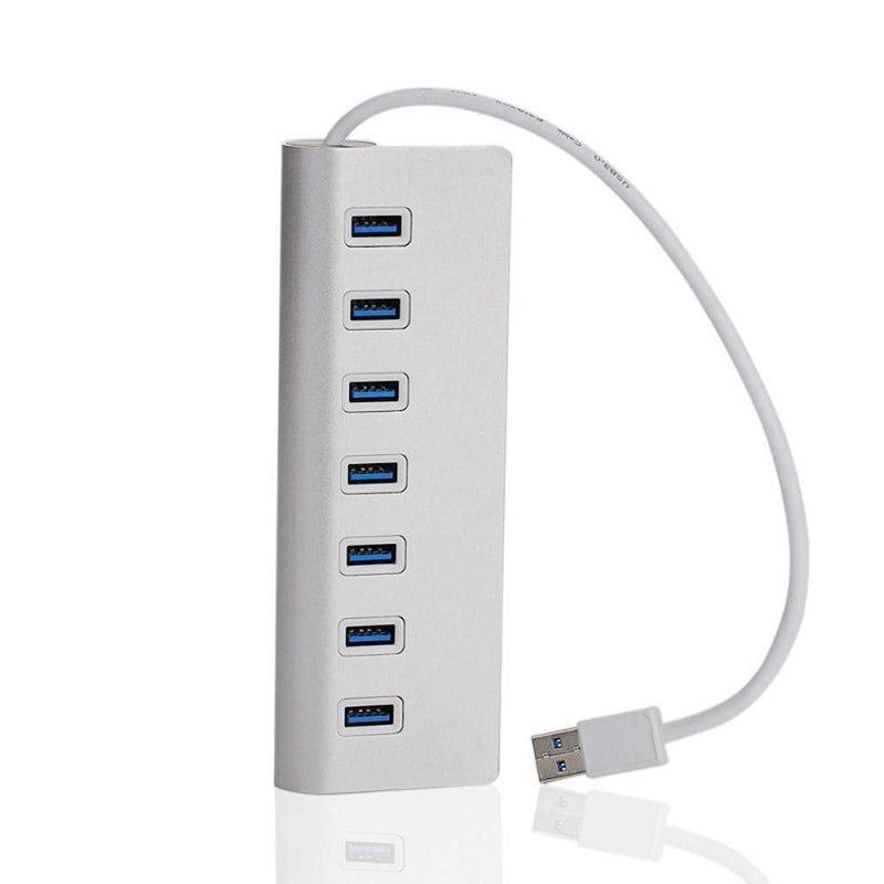 USB Hub,Aluminum 7-Port Compact Portable Super Speed USB 3.0 Data Hub for iMac MacBook PC Laptop