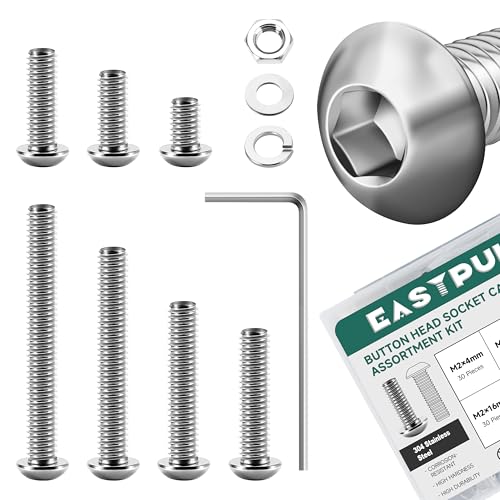 120Pcs Metric Bolt Assortment Kit M4 M5 M6 & 800Pcs M2 Screw Assortment Bolts and Nuts Kit, Machine Screws and Nuts with Lock & Flat Washers, 304 Stainless Steel Button Head Socket Cap Screws