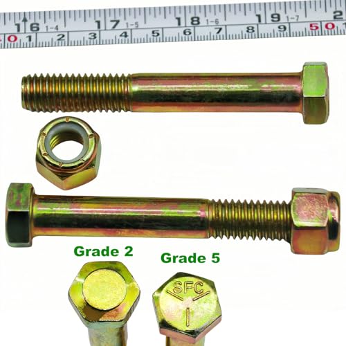 Grade 2 Shear Bolts 1/2" x 3-1/2" for Rotary Cutter,Tractor Gearbox,by Color Galvanization with Nylon Lock Nut Kit,by Metalsuberg .(12pcs Pack) 12pcs grade 2