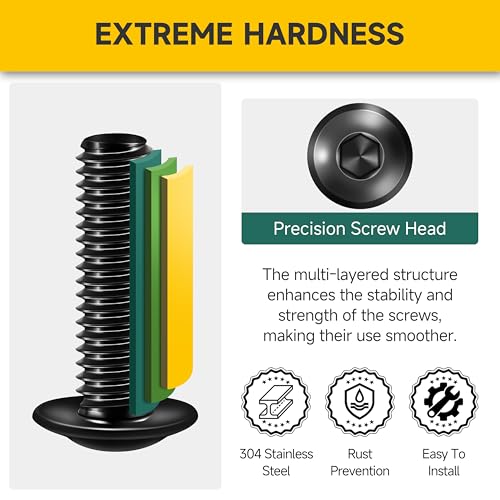 Mywish M5 x 12mm 50Pcs Flange Button Head Hex Socket Cap Screws Bolts & 1290 Pieces M2 M3 M4 M5 Screw Nuts and Bolts Assortment Kit, 304 Stainless Steel Button Head Socket Cap Metric Screw Assortment
