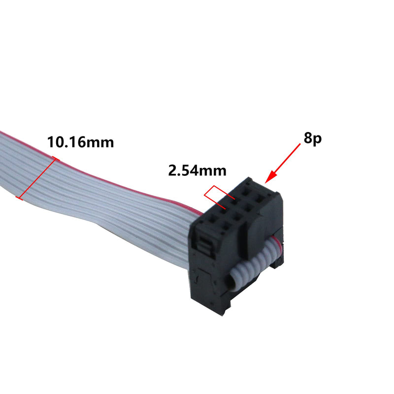 Antrader 6 Pcs Flat Ribbon Cable with Black 2.54mm FC, 2 Row 8 Pin Female to Female Wires IDC Ribbon Connector (30cm Length) 8P-30CM Grey