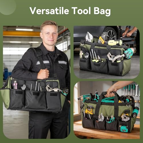 Tool Bag 16 Inch, 18 Pockets Soft Tool Box Organizer, Green