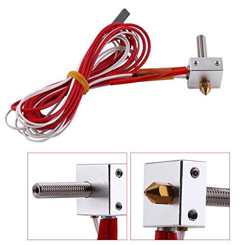 3D Printer Parts Ender MK8 0.02inch Nozzle Extruder Steel Heater Block Assembly Hot End Assembled Compatible with Prusa I3 3D Printer with Line Pipe 30mm and 0.4mm Nozzle