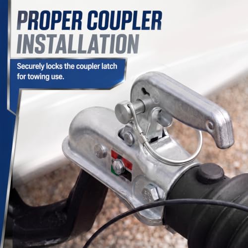 Hicarer 10 Pack 1/4" X 1.97"（6.3mm X 50mm） Safety Coupler Pins, Trailer Coupler Pin, 316 Stainless Steel Trailers Hitch Pin Heavy Duty Trailer Latch Pins with Wire Retainer for Boat Farm Equipment 1/4" X 1.97"（6.3mm X 50mm）