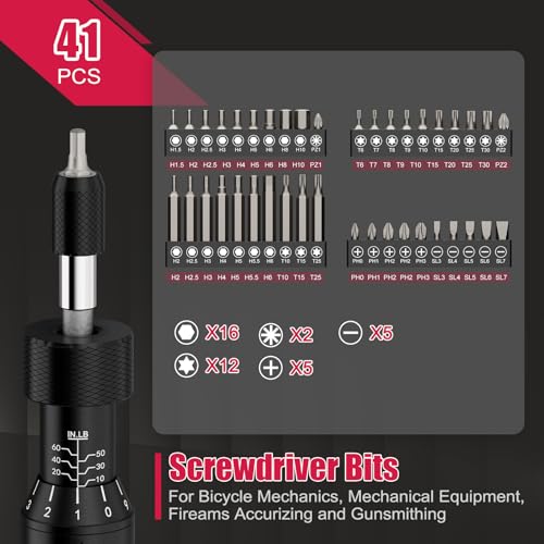 Torque Screwdriver Set 10-60 in-lb, Adjustable Torque Driver Kit 10-60 Inlb(Red)