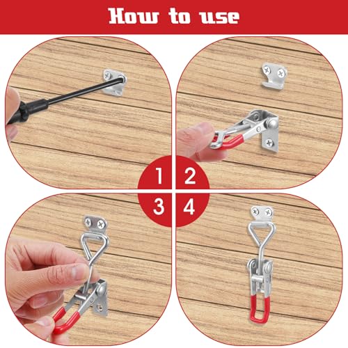 36 Pcs Toggle Latch Clamp Adjustable 330 Lbs Holding Capacity Pull Latch 4001 Heavy Duty Latch Lock Metal Door Latches Sturdy Latches Hardware for Smoker Lid Tool Box(Red, No Lock Hole)