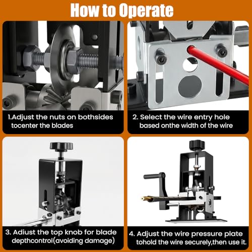 Wire Stripping Machine, 0.06"-1" Manual Wire Stripper Machine, Drill Powered Hand Crank Wire Stripper with Replacement Blades, Wire Stripping Machine for Scrap Copper Recycling DIY