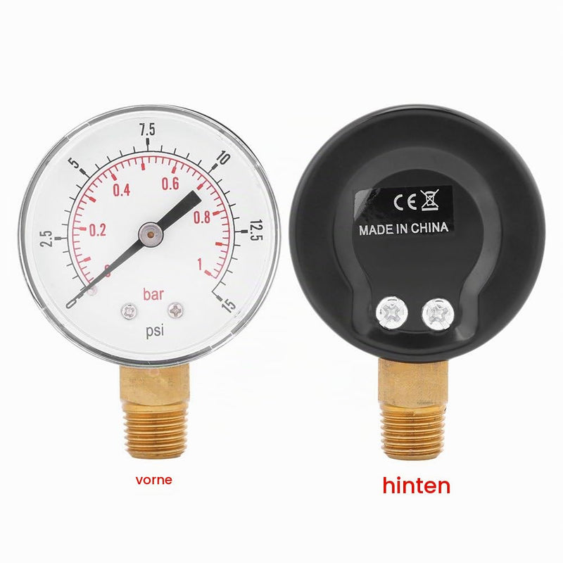 Mini Low Pressure Pressure Gauge BSPT Pressure Gauge for Fuel, Air, Oil or Water 0-15 psi / 0-1bar