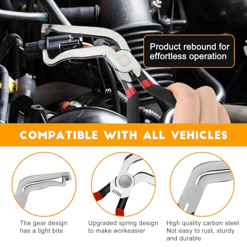 Car Clip Pliers/Disassembly Tools,Efficient Multi-Functional Automotive Snap Ring Pliers,Electrical Disconnect Pliers for Cars,Connector Separator Tool and Fuel line disconnect tool (4PCS) Black